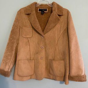 Venezia Blazer Coat Jacket  Tan Brown Lightweight Faux Shearling & Sketchers